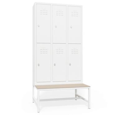 Метален гардероб с пейка BTL CR с 6 отделения 200х98х77 см - сниман отпред, затворени врати