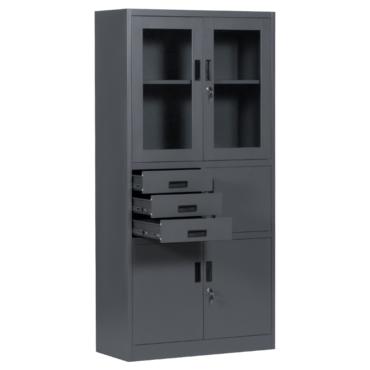 Архивен шкаф BTL EJ с 4 отделения 185х90х40 см-снимка отпред, отворени 3 чекмеджета