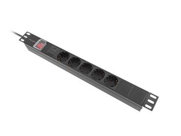 Разклонител Lanberg power distribution unit (pdu) 19' 1U 16a 2m 5x schuko outlets black