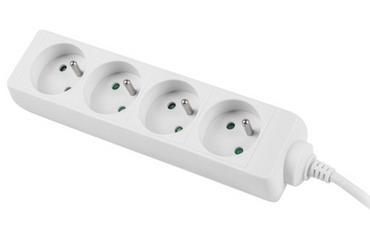 Разклонител Lanberg power strip 1.5m, 4 sockets, french quality-grade copper cable, white
