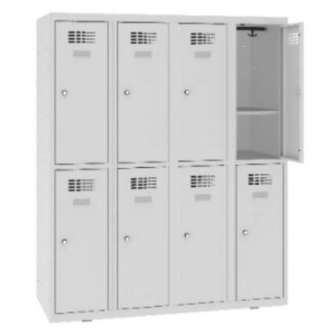 Метален гардероб FRT детски 8 отделения с рафт 145х120х50 см- с отворена горна дясна врата, сниман отпред