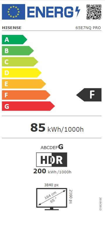 Телевизор Hisense 65' E7NQ Pro, 4K Ultra HD 3840x2160, QLED, Quantum Dot, 144Hz, HDR 10+ adaptive, HLG, Dolby Vision, DTS Virtual X, Smart TV, WiFi 5GHz, WiFi Direct, BT, Anyview Cast, 3xHDMI, 2xUSB, LAN, CI+, DVB-T2/C/S2, Black