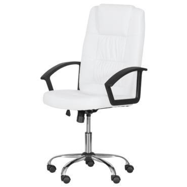 Директорски стол ГРЕГ-снимка отстрани, бял цвят, черни подлакътници