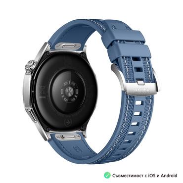 Часовник Huawei Watch GT5  Vili-B19W, 1.43', Amoled 466x466 PPI 326, BT5.2 BLE/BR/EDR, 5ATM, 524mAh, Screenshot sharing, support message input, message notifications, Battery life up to 14 days, Compatible with iOS and Android devices, Blue Woven