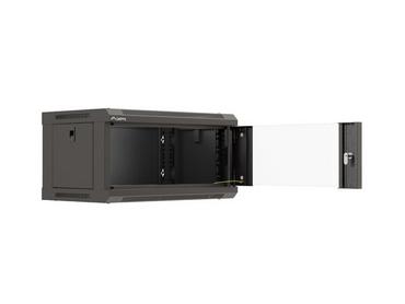Комуникационен шкаф Lanberg rack cabinet 19' wall-mount 4U/540x350 (flat pack) with glass door black