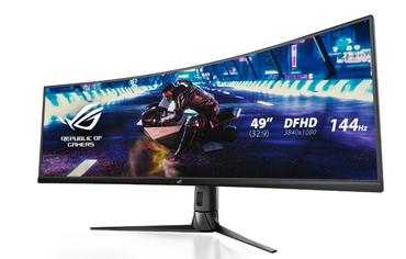 Монитор Asus ROG STRIX Curved XG49VQ, 49' DFHD (3840x1080) Gaming monitor, VA, up to 144Hz, 125% sRGB, DP, HDMI, USB3.0, FreeSync 2 HDR, DisplayHDR400, AuraSync, Red+Dark Gray
