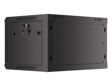 Комуникационен шкаф Lanberg rack cabinet 19' wall-mount 6U/600x450 for self-assembly with metal door black (flat pack)