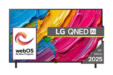 Телевизор LG 55QNED80A3A, 55' 4K QNED HDR Smart TV, 3840x2160, DVB-T2/C/S2, Alpha 7 AI Processor, HDR10 / HLG, webOS 25 ThinQ, VRR / ALLM / HGiG, 4K Upscaling, WiFi 5, Voice Controll, Bluetooth 5.1, AirPlay 2, LAN, CI, HDMI, SPDIF, Google Cast, 2 pole Sta