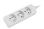 Разклонител Lanberg power strip 1.5m, 3 sockets, french quality-grade copper cable, white