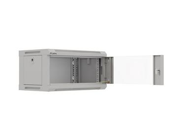 Комуникационен шкаф Lanberg rack cabinet 19' wall-mount 4U/540x350 (flat pack) with glass door grey