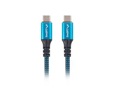 Кабел Lanberg USB-C(M) -> USB-C (M) 4.0 cable 0.5m 100W 8K 30Hz Black-Blue