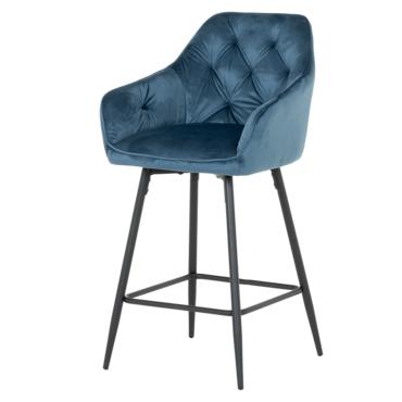 Бар стол АЛЕГ-синя дамаска, мека