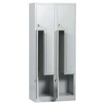 Метален гардероб BTL с 4 отделения 185х80х45 см - сниман острани, с отворени долни врати, празен, сив