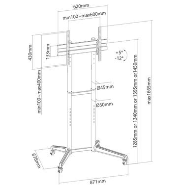 Стойка Neomounts by Newstar Mobile Floor Stand (height adjustable: 128,5-145 cm)