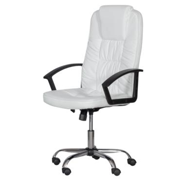 Директорски стол КАРИ- бяла еко кожа, черни подлакътници