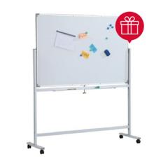 Бяла магнитна дъска 90х120 см мобилна с подарък комплект маркери
