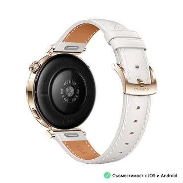 Часовник Huawei Watch GT5 Jana-B19L, 1.32', Amoled 466x466 PPI 352, , BT5.2 BLE/BR/EDR, 5ATM, 524mAh, Screenshot sharing, support message input, message notifications, Battery life up to 7 days, Compatible with iOS and Android devices, White Leather