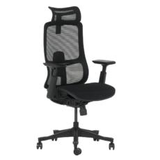 Работен стол АХИНОРА-снимка отпред, черна дамаска, черен меш