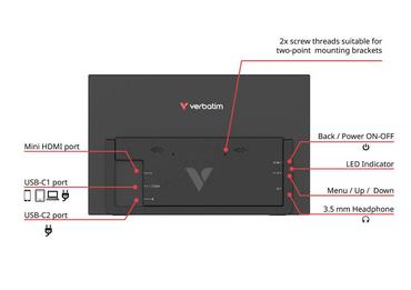 Монитор Verbatim Portable 14' FHD Touch Monitor LIGHT