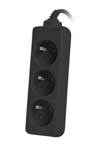 Разклонител Lanberg power strip 3m, 3 sockets, french quality-grade copper cable, black