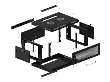 Комуникационен шкаф Lanberg rack cabinet 19' wall-mount 4U/600x450 with perforated door black (flat pack)