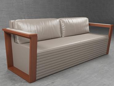 Диван триместен ДРАМА NORMA 03- сниман отстрани, бял на цвят, с дървени подлакатници