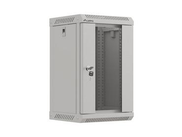 Комуникационен шкаф Lanberg rack cabinet 10' wall-mount 9U/300x300 (flat pack) with glass door grey