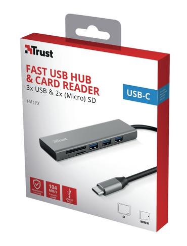 USB хъб TRUST Halyx Fast USB-C Hub & Card Reader
