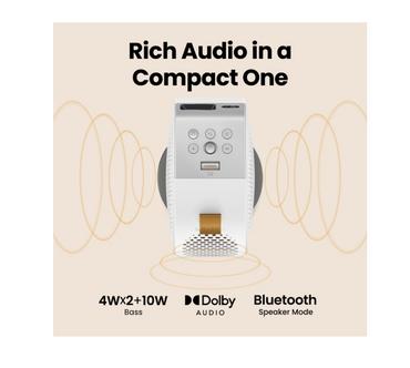 Мултимедиен проектор BenQ GV50, DLP, LASER, 1080p (1920x1080), 100K:1, 500 ANSI Lumens, 1.2X, Google TV, Auto Keystone, HDMI, USB-C with DP/PD, USB-A, BT 5.0, Wi-Fi, Speakers 5.1 2x 4W + 10W Woofer, Light Source Life ECO 30,000hrs, 2.1kg, White