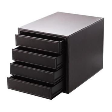 Бокс с 4 чекмеджета черен кожа