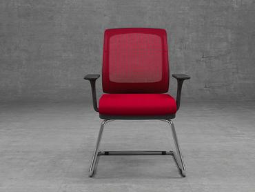 Посетителски стол ДРАЧ RX 05- червен цвят дамаска