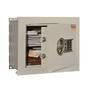 Метален сейф PMT за вграждане 22 EL - отворен сив, с папки вътре