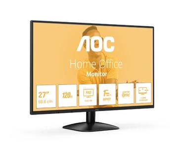 Монитор AOC 27B31H, 27' IPS WLED, 1920x1080@120Hz, 4ms GtG, 1ms MPRT, 300cd m/2, 1500:1, 20M:1 DCR, Adaptive Sync, FlickerFree, Anti Blue Light, Tilt, D-SUB, HDMI