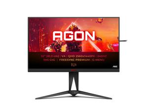 Монитор AOC AG325QZN/EU, 31.5' Fast VA WLED, 2560x1440@240Hz, 1ms GtG, 0.5ms MPRT, 400cd m/2, 4000:1, 80M:1 DCR, Adaptive Sync, FlickerFree, Tilt, Height Adjust, Pivot, Swivel, 2xHDMI, 2xDP, USB hub
