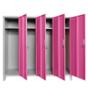 Метален гардероб BTL JZ с 4 отделения 150x159x40 см розов с 4 отворени врати и 4 рафта