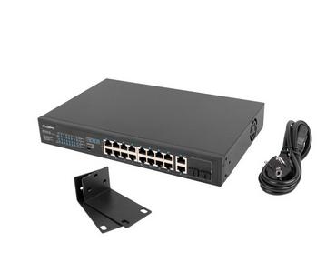 Комутатор Lanberg switch 16x 100mb poe+/2x 1GB/1x sfp rack 19' unmanaged gigabit ethernet 250w