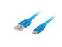 Кабел Lanberg USB MICRO-B (M)  ->  USB-A (M) 2.0 cable 1.8m, blue premium QC 3.0