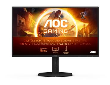 Монитор AOC 25G4SXU, 24.5' Fast IPS WLED, 1920x1080@300Hz/310Hz, 1ms GtG, 0.3ms MPRT, 1000:1, 80M:1 DCR, Adaptive Sync, FlickerFree, Low Blue Light, Tilt, Height Adjust, Pivot, Swivel, 2xHDMI, DP, USB hub