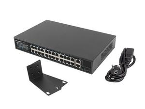 Комутатор Lanberg switch 24x 100mb poe+/2x combo rack 19' gigabit ethernet 360w v2