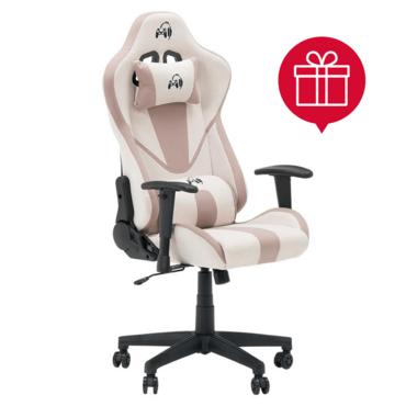 Геймърски стол ИВЕЛ бежов с пиктограма за подарък