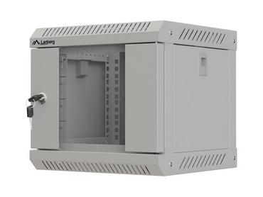 Комуникационен шкаф Lanberg rack cabinet 10' wall-mount 4U/300x300 (flat pack) with glass door grey