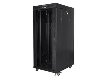 Комуникационен шкаф Lanberg rack cabinet 19' free-standing 27U / 600x800 self-assembly flat pack with glass door LCD, black
