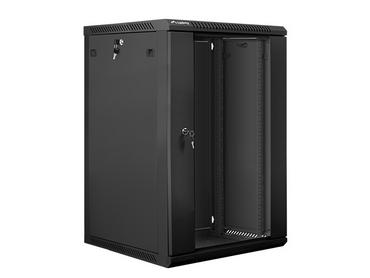 Комуникационен шкаф Lanberg rack cabinet 19' wall-mount 18U / 600x600 for self-assembly (flat pack), black