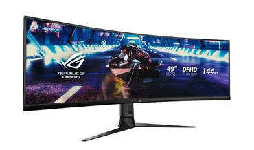 Монитор Asus ROG STRIX Curved XG49VQ, 49' DFHD (3840x1080) Gaming monitor, VA, up to 144Hz, 125% sRGB, DP, HDMI, USB3.0, FreeSync 2 HDR, DisplayHDR400, AuraSync, Red+Dark Gray