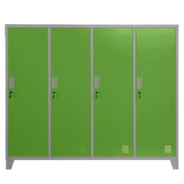 Метален гардероб BTL JZ с 4 отделения 150x159x40 см зелен с 4 затворени врати и заключване