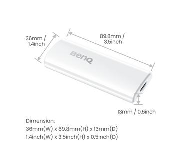 Аксесоар BENQ QS02, Certified Android TV Dongle, ANDROID TV DOGNLE PRJ QS02, It works with HDMI-certified TVs and displays, Multi-platform wireless casting for Android, iPhone, iPad, Mac, Windows computer, or Chromebook