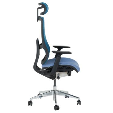 Работен стол ПАРИС- сниман изправен, син цвят, хромирана кръстачка