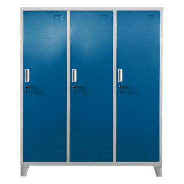 Метален гардероб детски BTL JZ с 3 отделения 150x120x40 см- син, снимка отпред