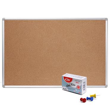 Коркова дъска с алуминиева рамка 90х120 см- подарък пинчета