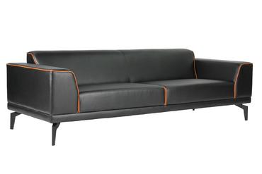 Триместен диван САМУИЛ SOLO 03 - предна снимка, кожа, черен